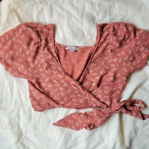 American Eagle Cropped Wrap Top
